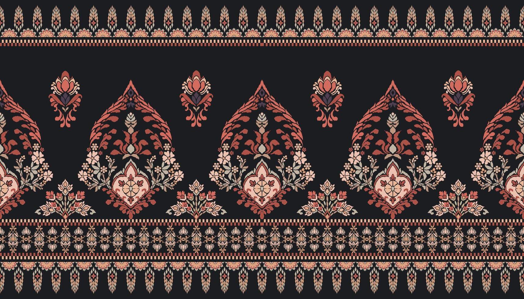 Sarong pattern.geometric ethnic oriental pattern on white background illustration.floral cross stitch pattern,Aztec style,abstract background.design for texture,fabric,clothing,decoration,print. vector