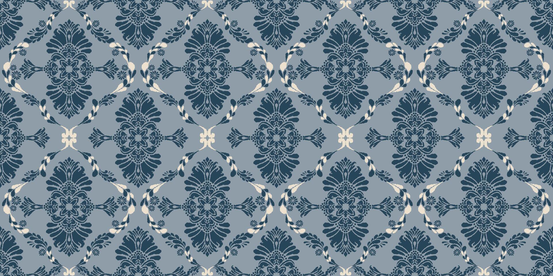 abstract seamless hand drawn ethnic border design in ikat print. traditional mughal border.azetec pattern border design. Geometric Textile Border Design. vector