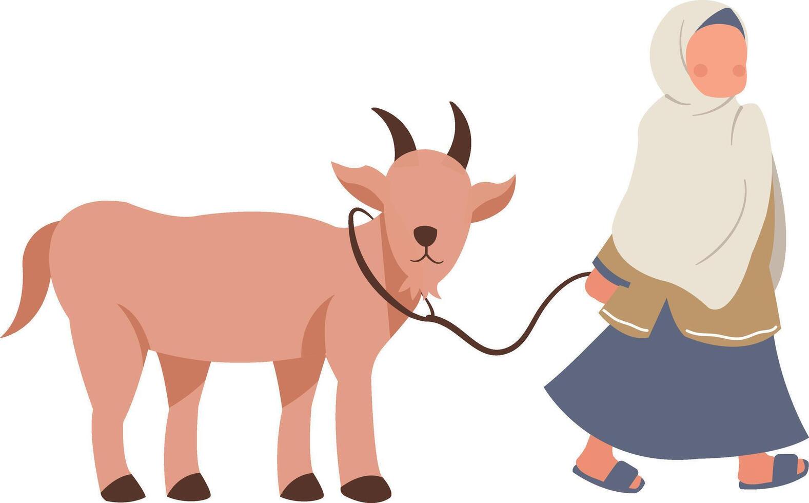 Illustration of Hijab Woman with Sacrifice Animal vector