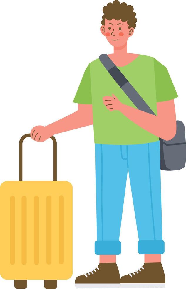Tourist Character with Suitcase vector