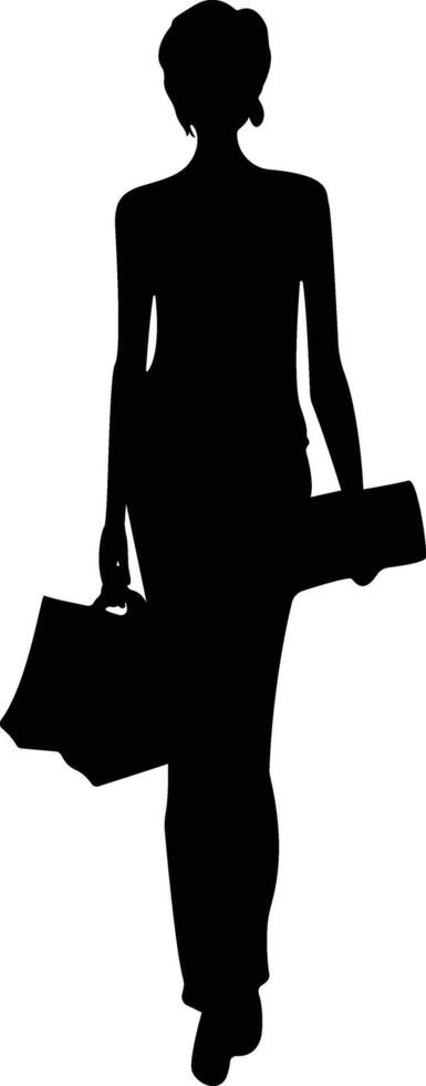 Girl Shopping Silhouette on White Background vector