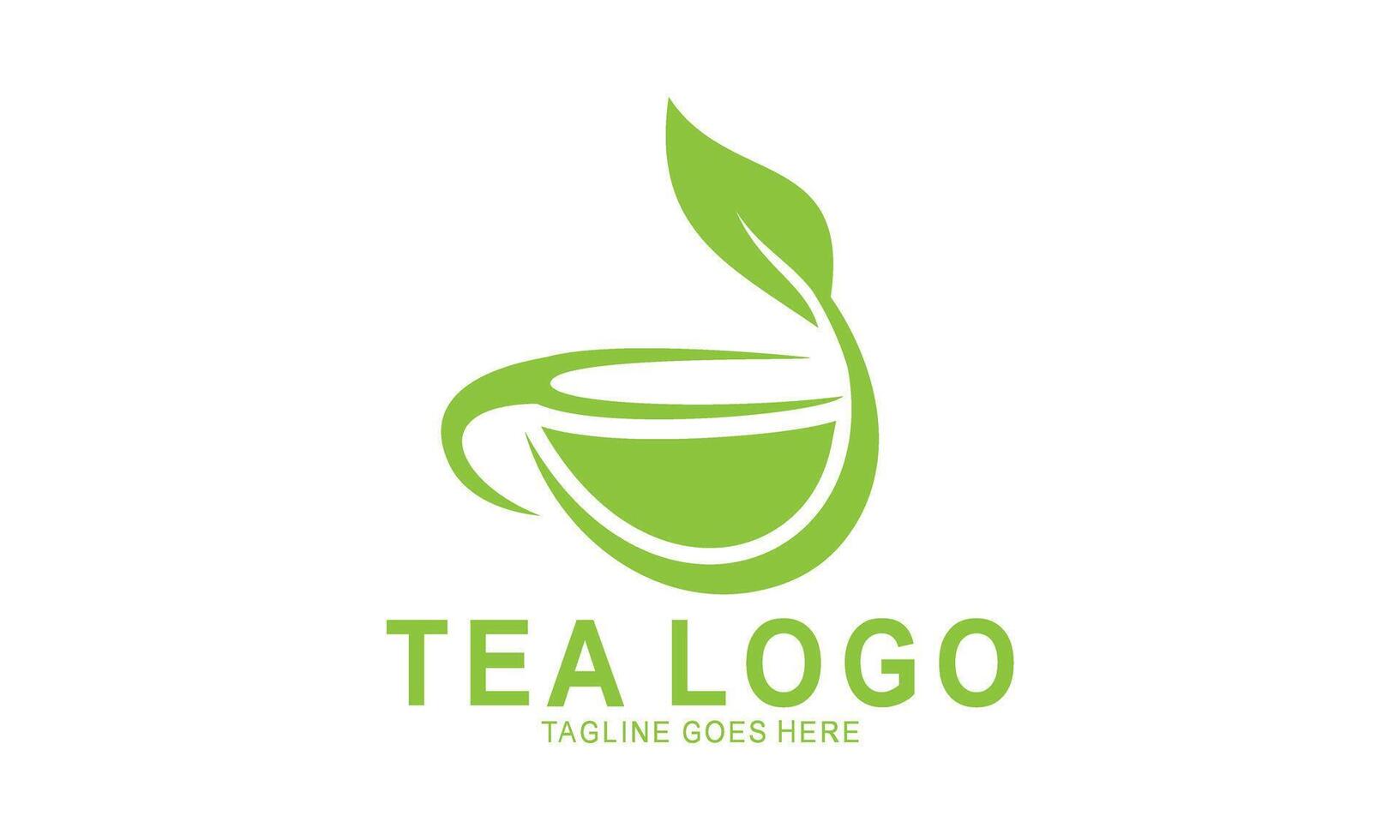 Tea logo design drink icon from green leaves for health vector