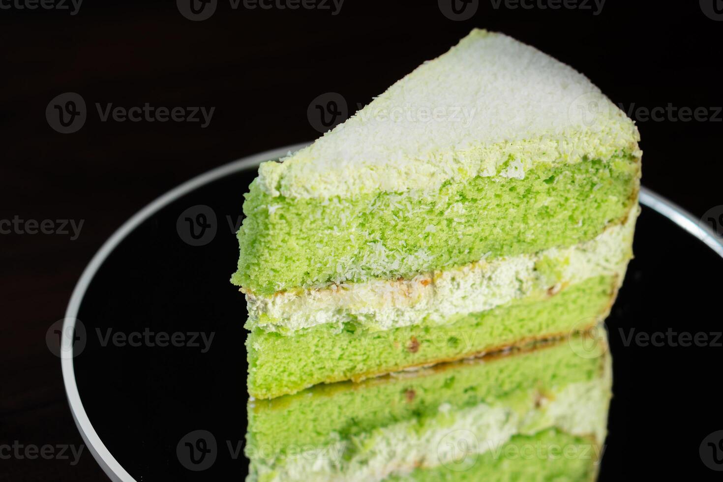 Vibrant Green Layered Cake Slice photo