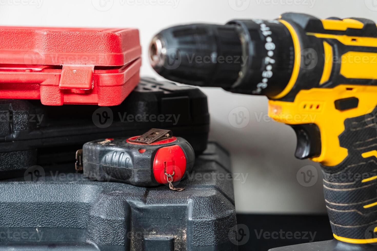 Power Tools and Accessories on a Workbench photo