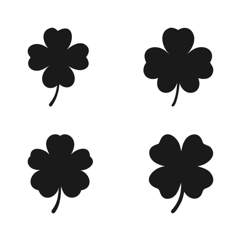 Set of silhouette Shamrock icon on white background vector