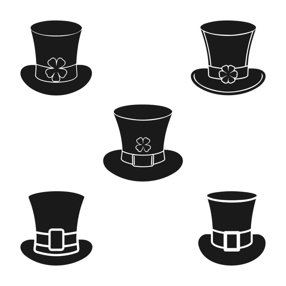 Set of silhouette Leprechaun Hat icon on white background vector