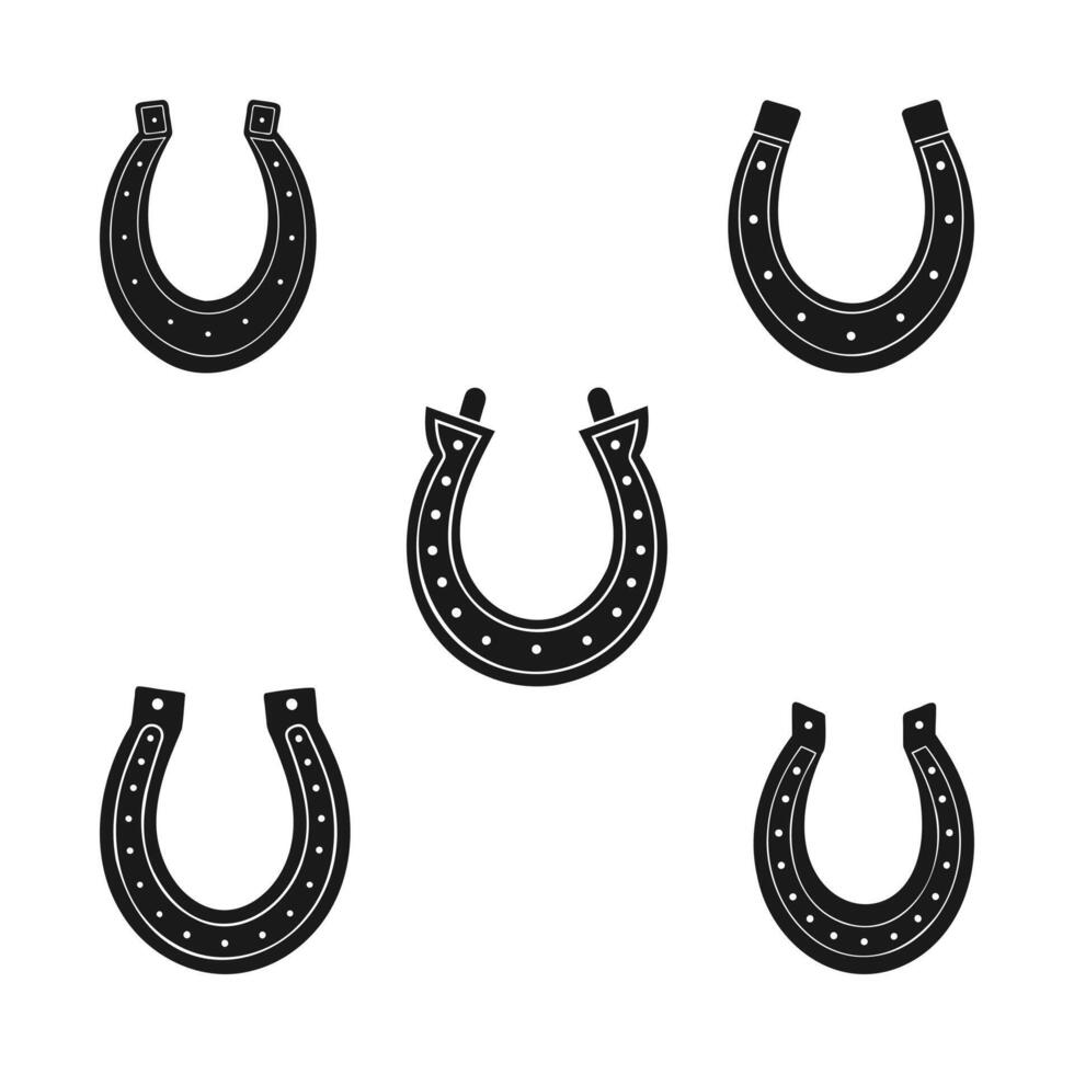Set of silhouette Lucky Horseshoe icon on white background vector