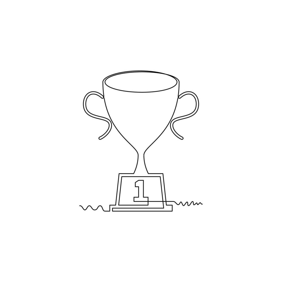 one line art trophy illustration. line art, one continuous line, simple, hand drawn and sketch style. for icons, symbols, signs or logos vector