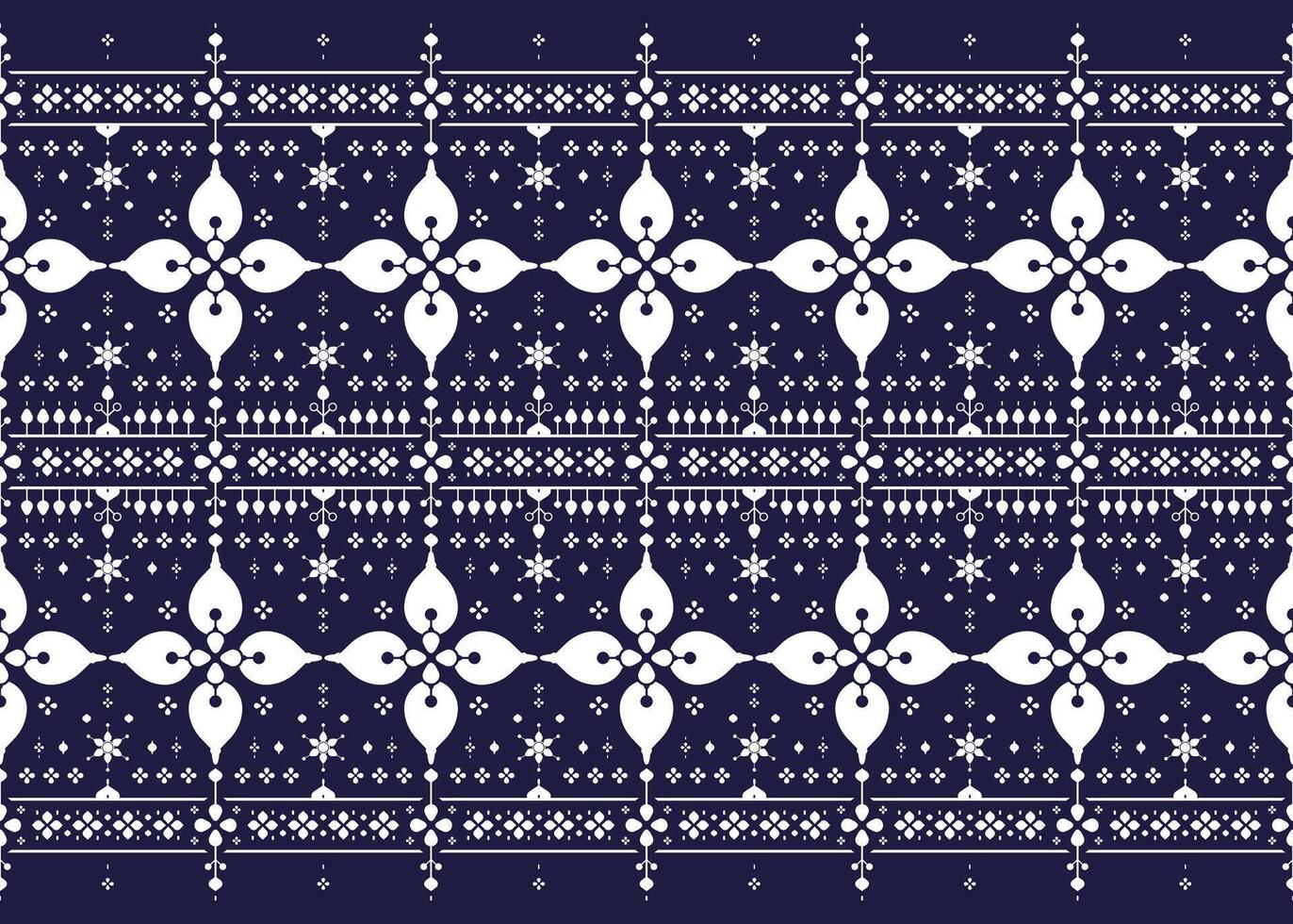 ethnic fabric seamless pattern, blue and white color, design for cloth, carpet, batik, wallpaper, wrapping etc. vector