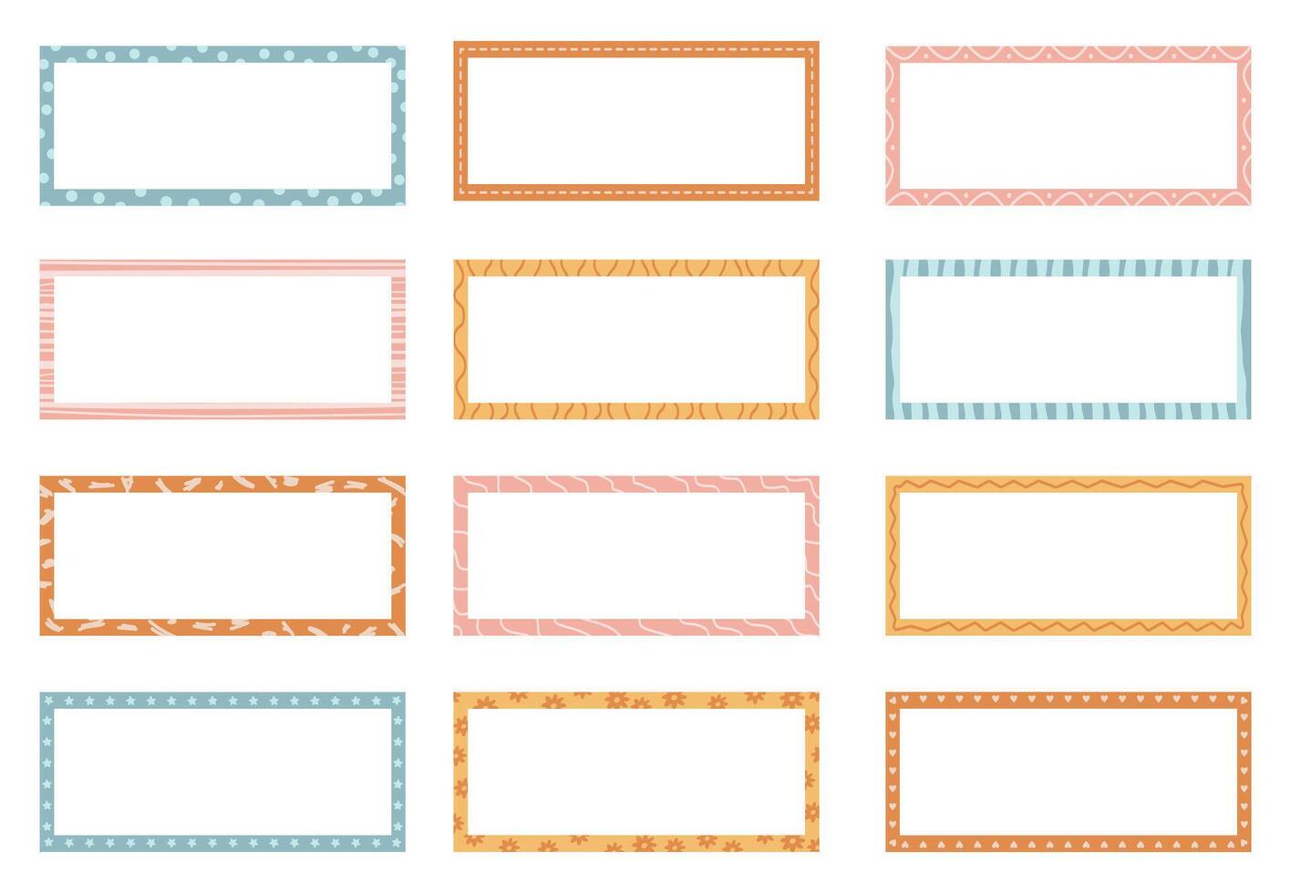 Pastel Boho Decorative Rectangle Frames vector