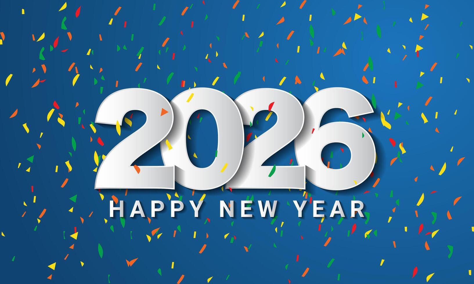 Happy New Year 2026 Background Design with Confetti Celebration. vector