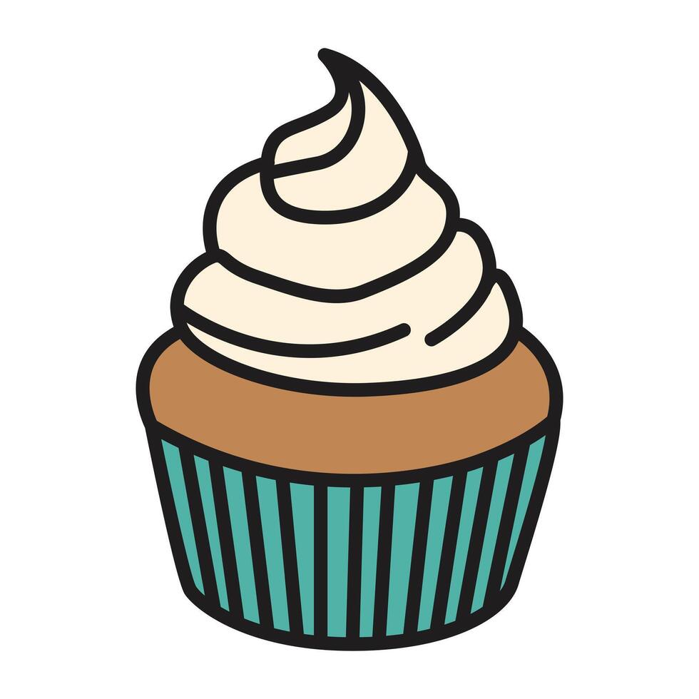Cupcake with Sweet Charm and cream on top vector