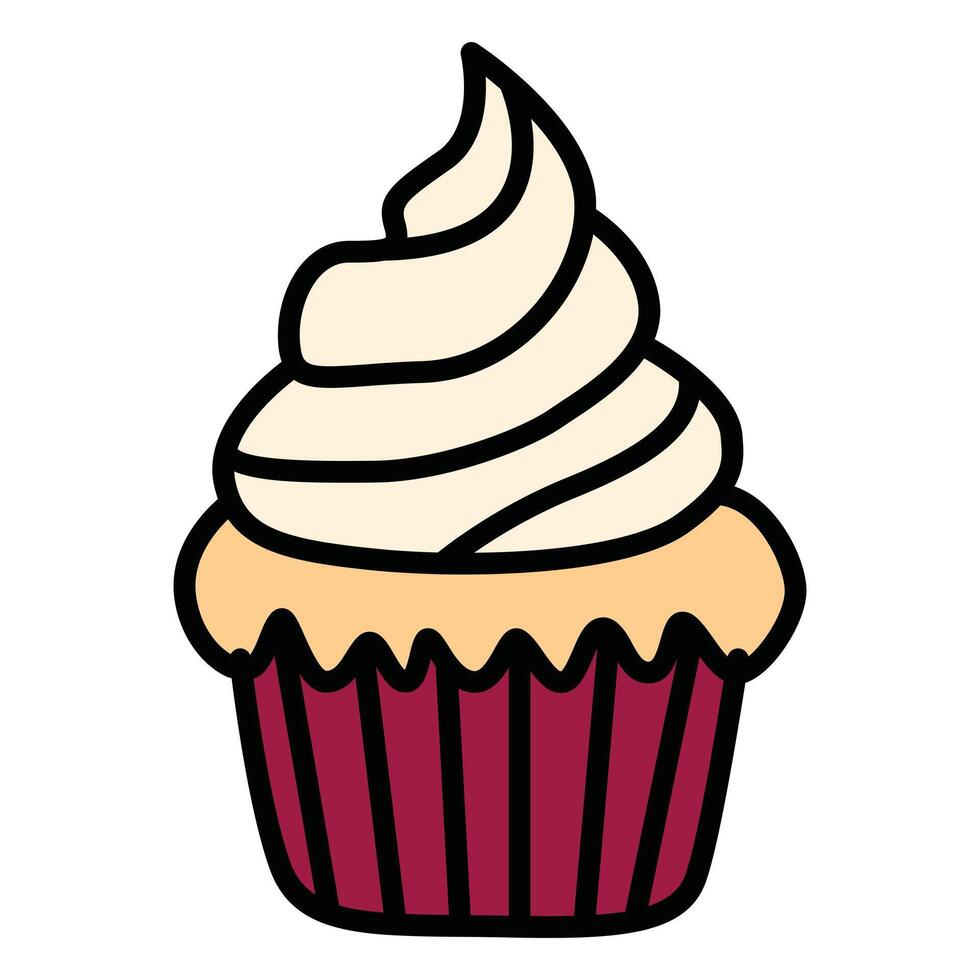 Cupcake with Cream and Sweet Charm vector