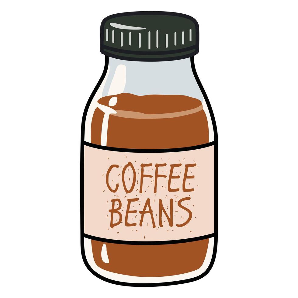 Hand Drawing of Coffee Bean Jar with Artistic Details vector
