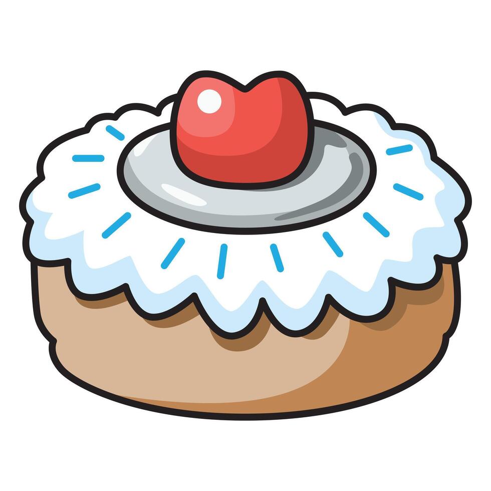 Hand Drawing of Cake with Strawberry Topping and Elegant Details vector