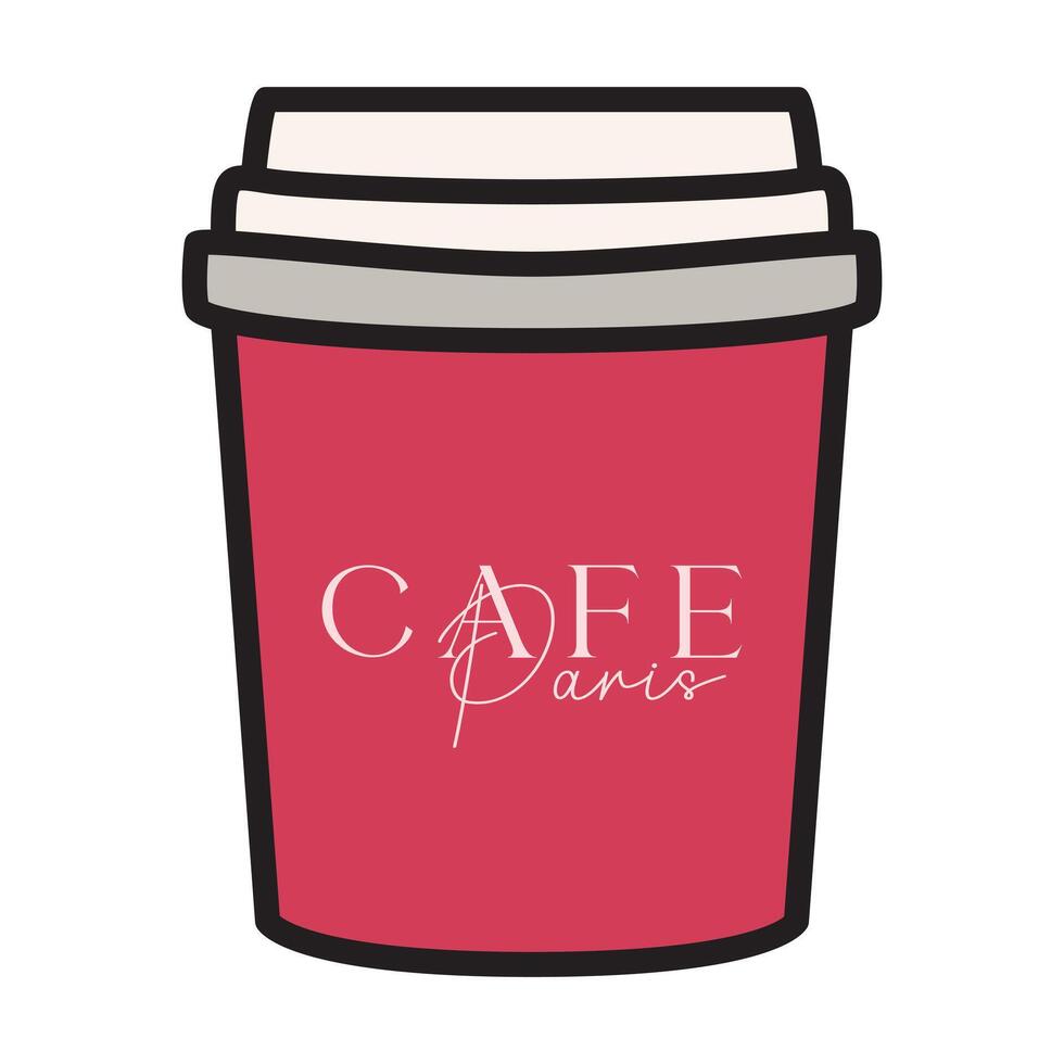Hand Drawing of Paper Cup of Coffee with Cozy Details vector
