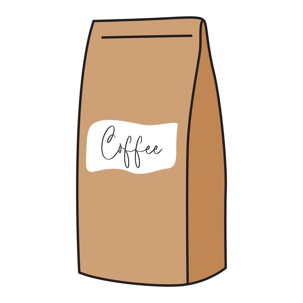 Hand Drawing of Coffee Bag with Rustic Aesthetic vector