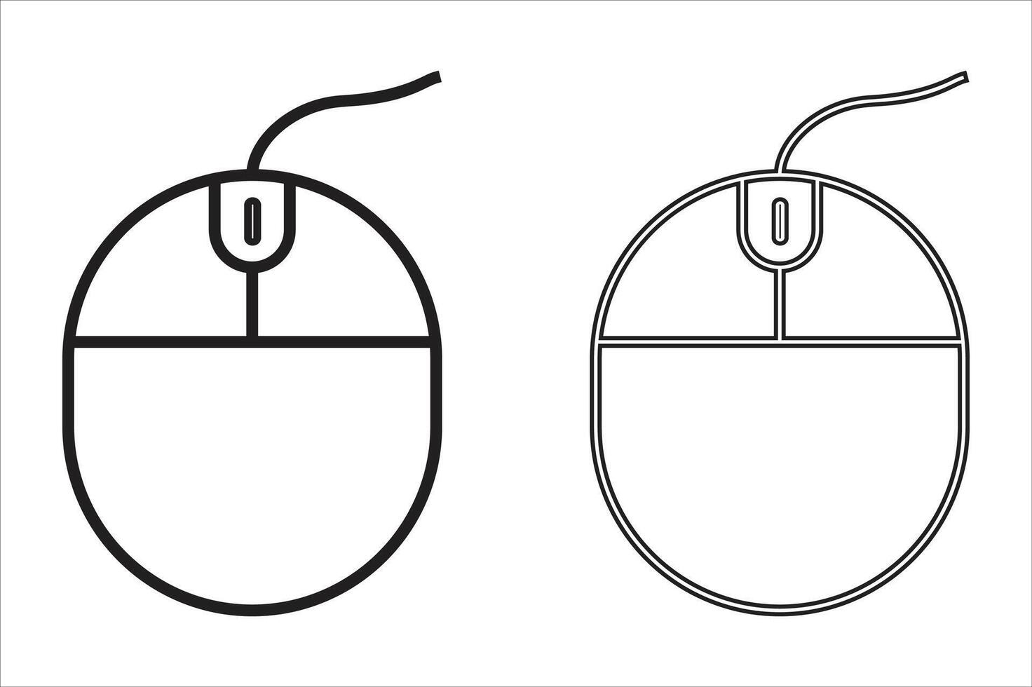 Simple Outline of Computer Mouse Minimal Illustration vector