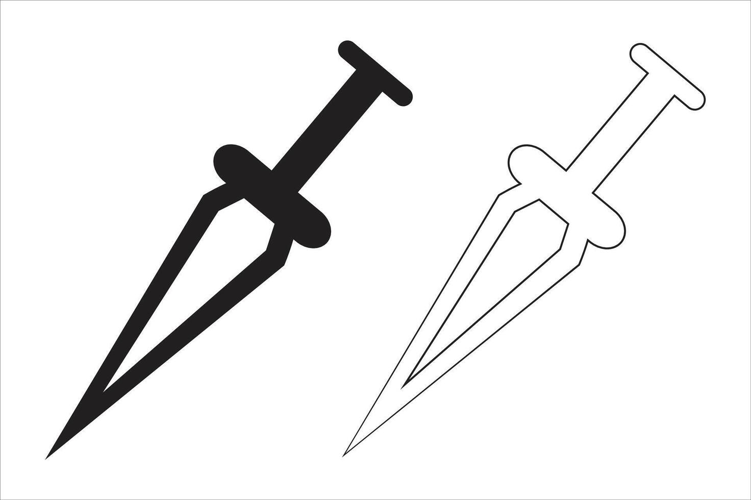 Sword and Dagger Silhouette Illustration for Creative Projects vector