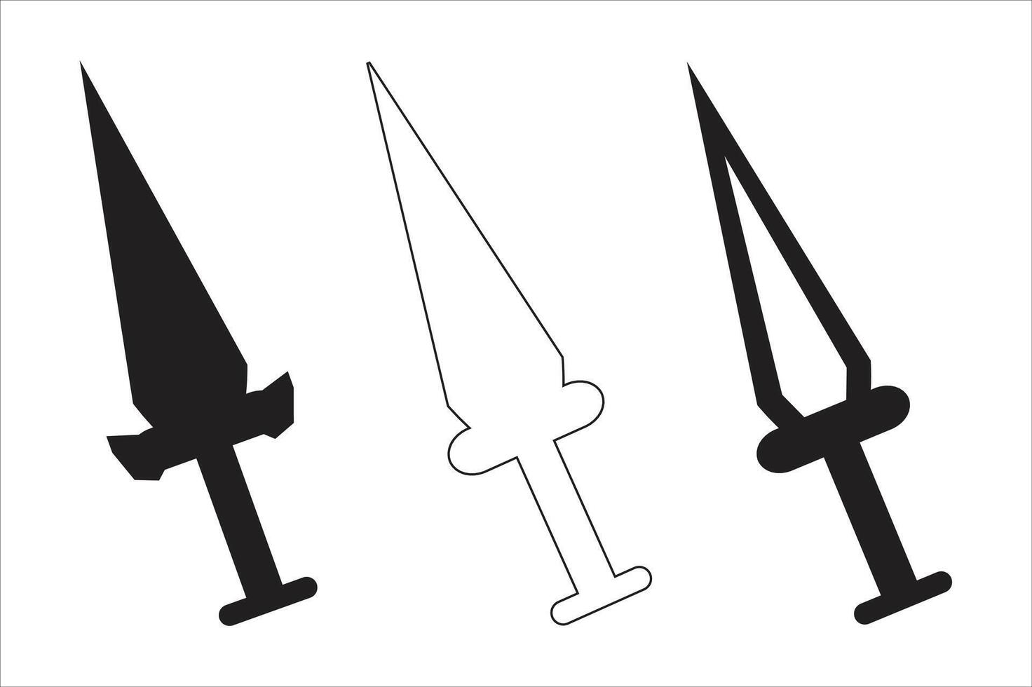 Stylized Sword and Dagger Silhouette Icons Art for Designers vector