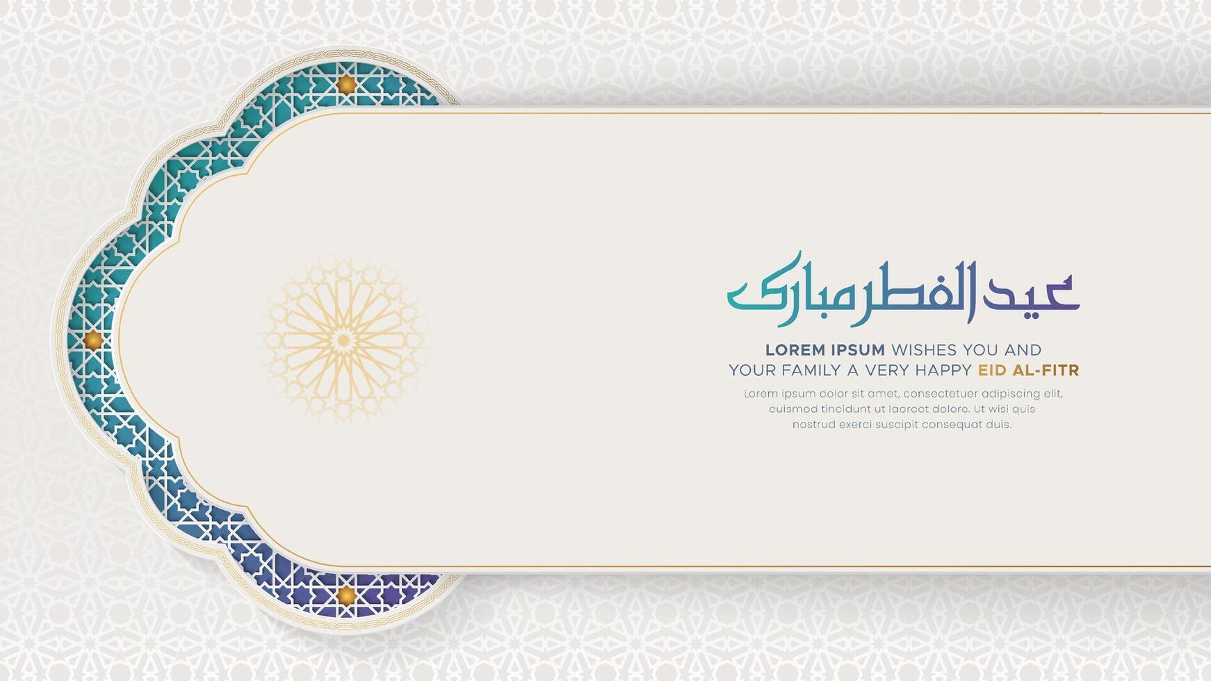 Eid al Fitr Arabic Islamic Elegant Luxury Ornamental Greeting Card Background with Arabic Pattern vector