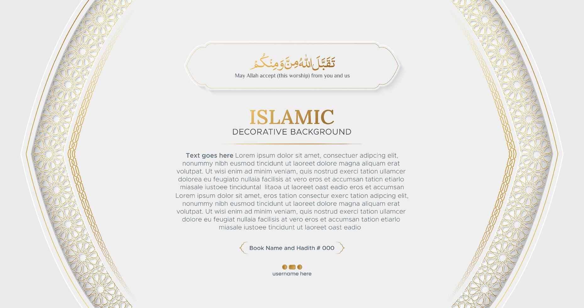 Islamic Arabic decorative background for writing Hadith and Quran verses vector