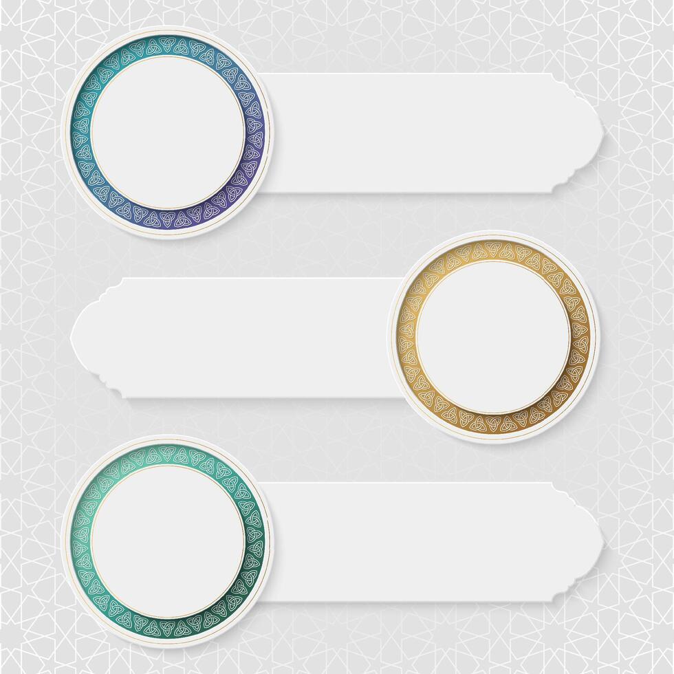 Arabic Islamic text box title frame colorful border infographic set vector