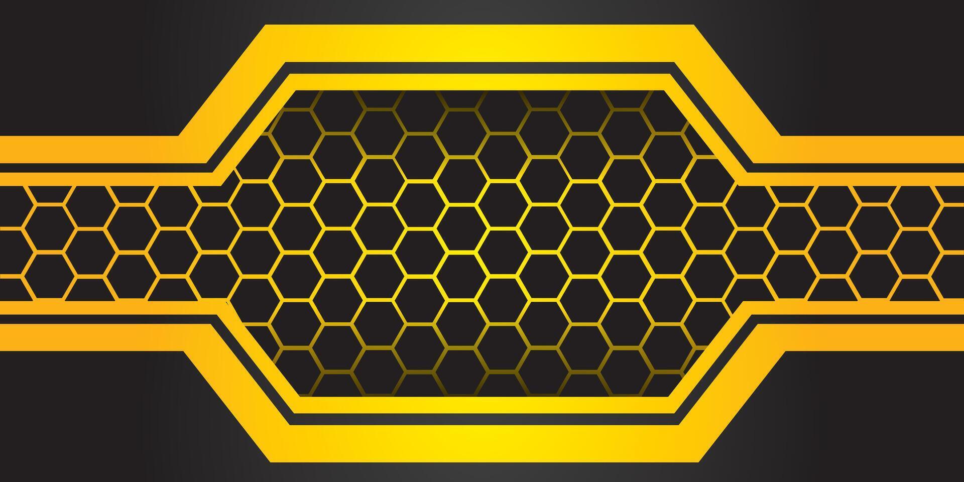 Abstract background with hexagonal black and yellow shapes vector