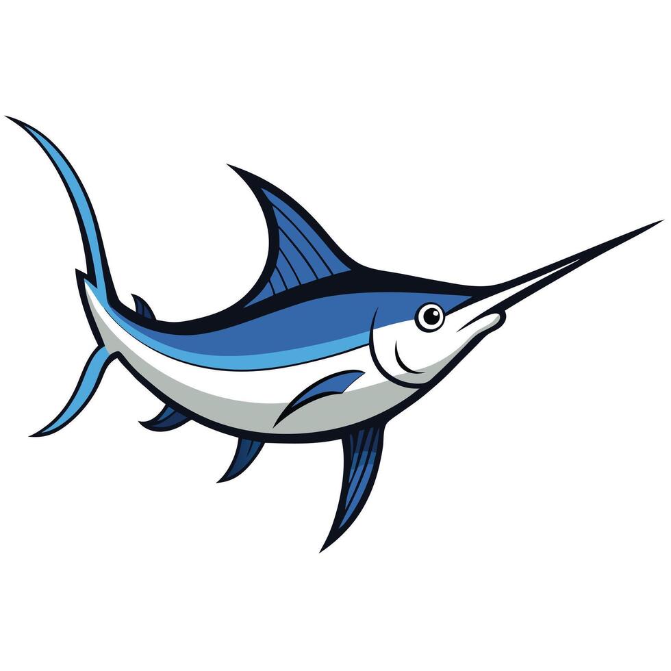 Marlin Cartoon Style Art for Ocean Exploration vector