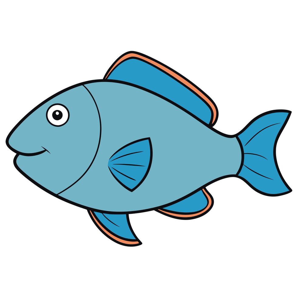 Parrotfish Line Drawing for Graphic Design Projects vector