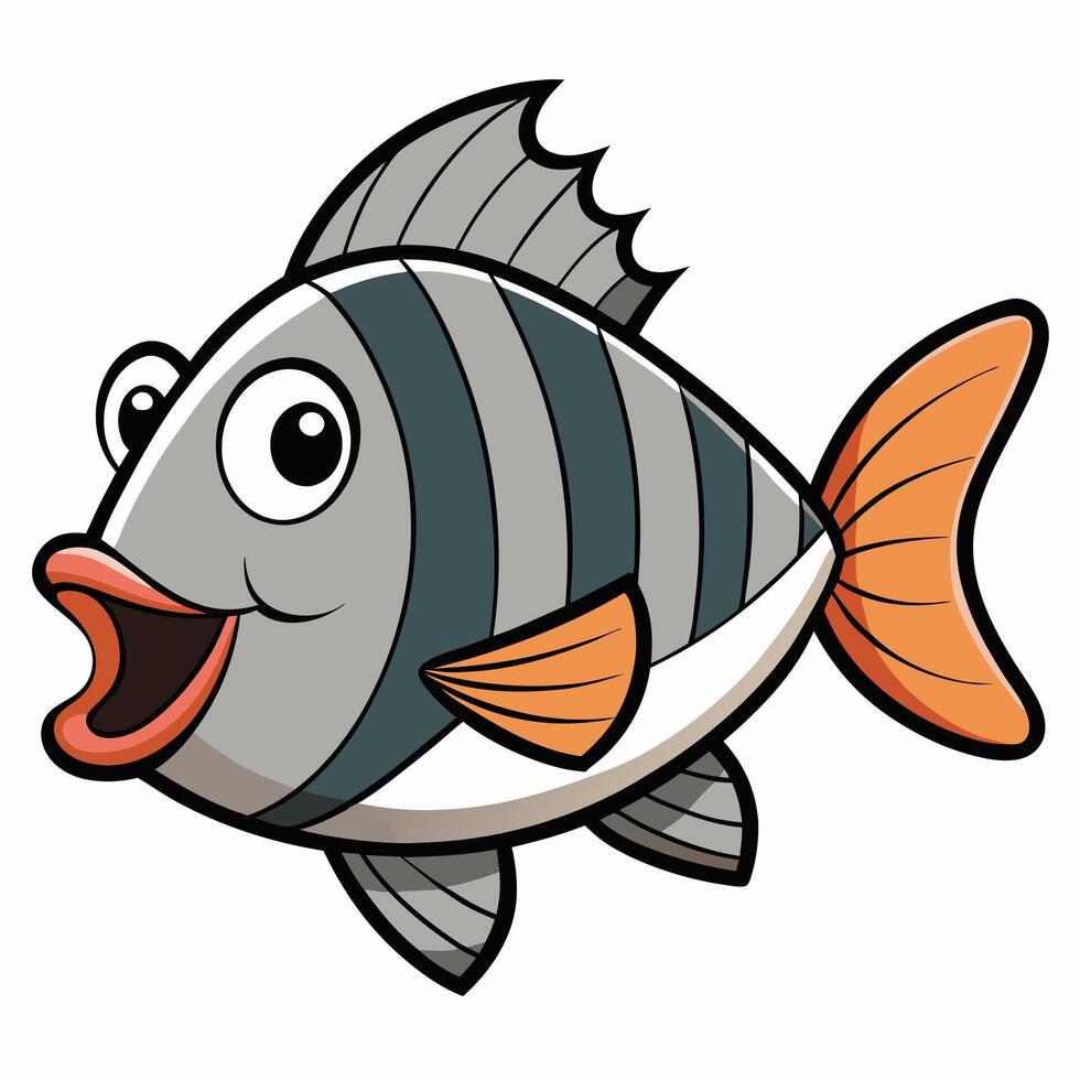 Sheepshead Line Drawing for Marine Life Education vector