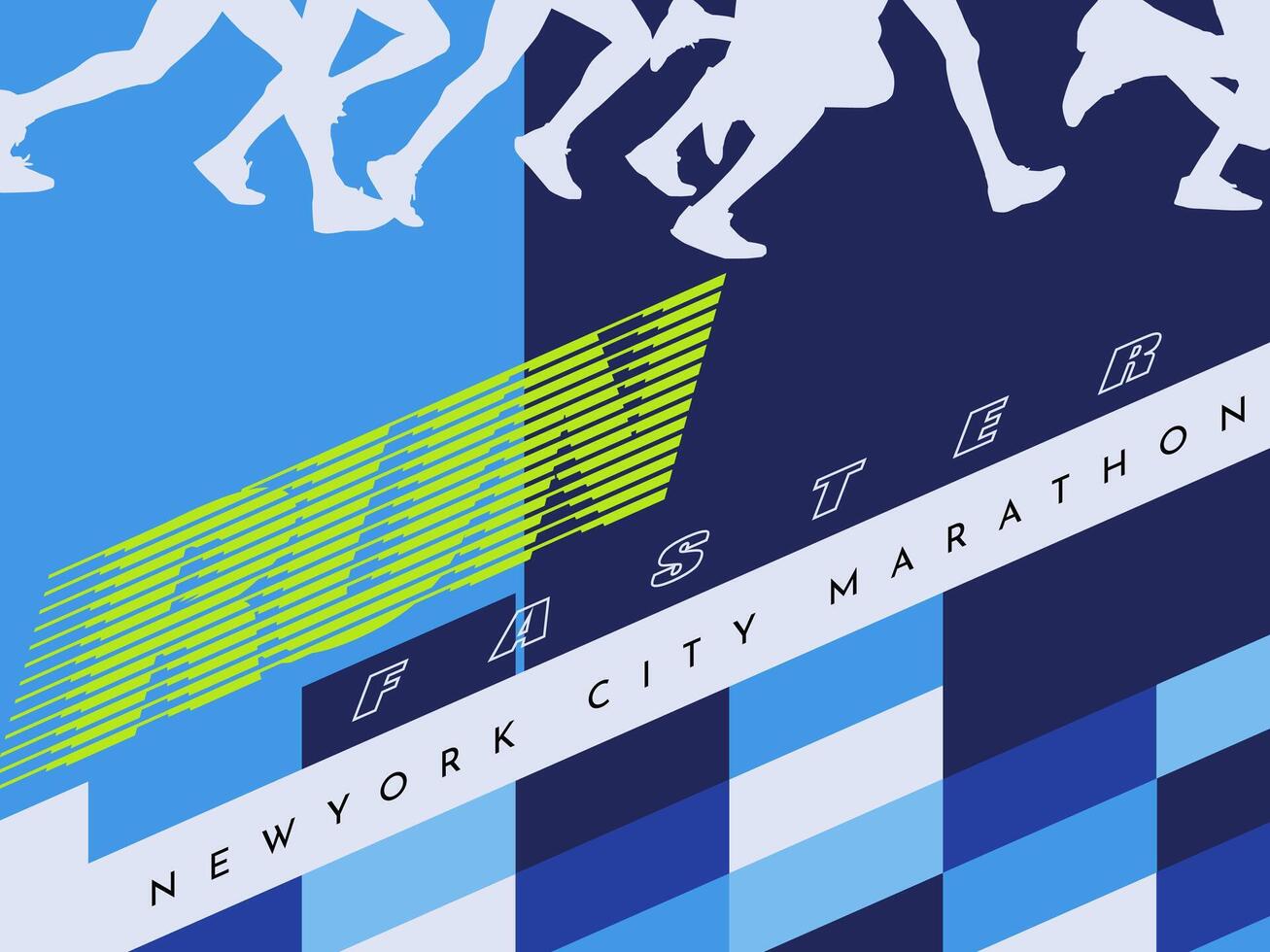 Design illustration themed of marathon and running in New York City, specifically Brooklyn. This will be used for a sports banner, poster, print material, and flyers. vector