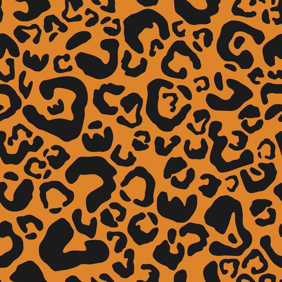 Leopard pattern. Trendy seamless texture. Animal print. Black spots on orange background. Cheetah skin vector