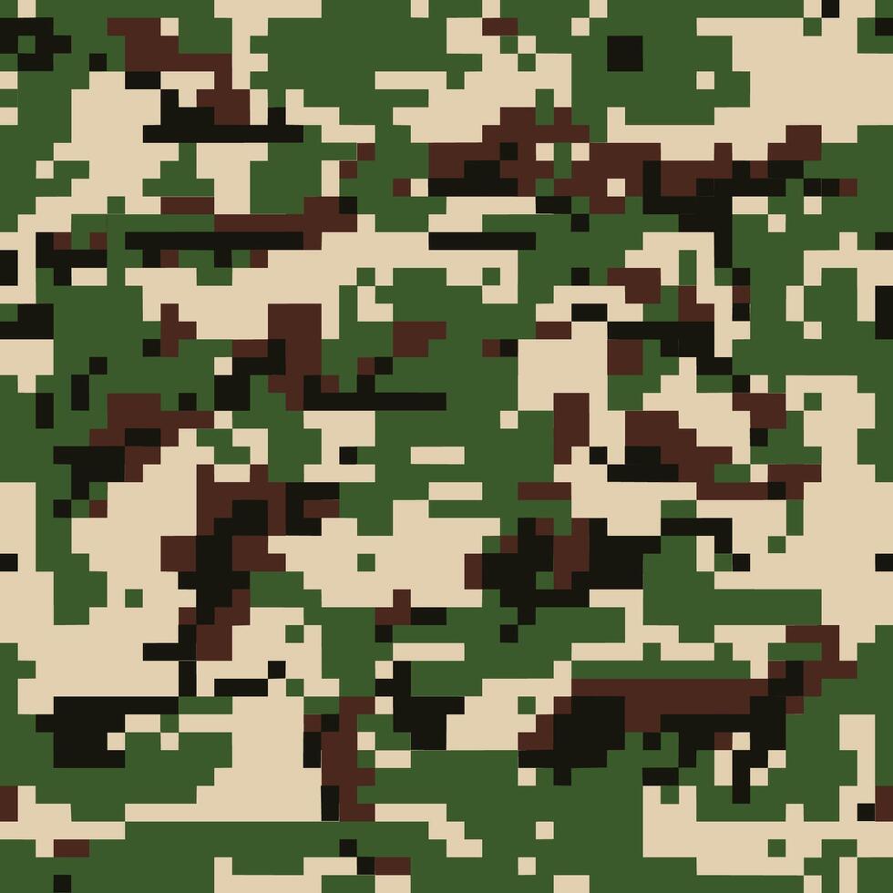 Digital camo. Seamless camouflage pattern. Military modern texture. Green, brown and black forest colors vector