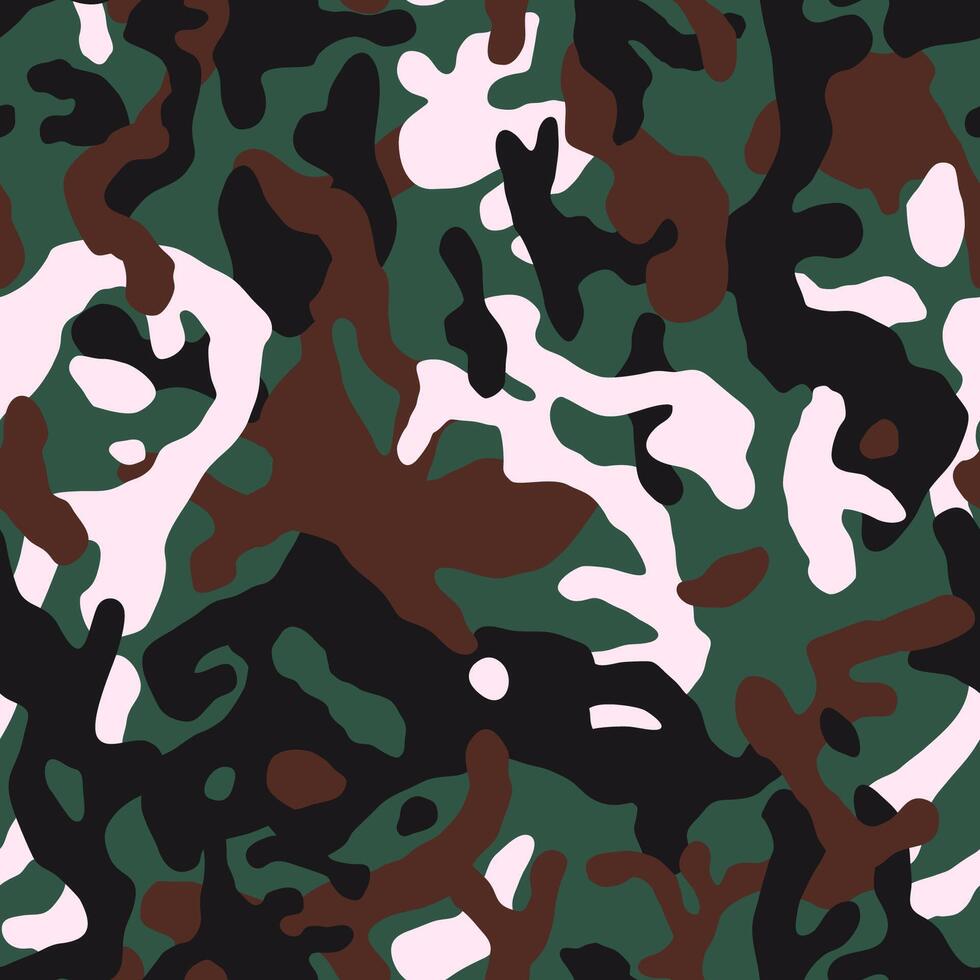 Military emerald green camouflage, seamless background. Camo pattern for army clothing, fabric hunting vector