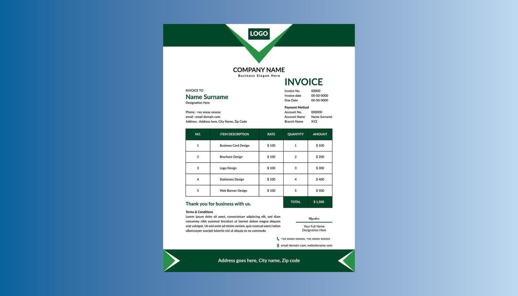 Modern Invoice Design. Innovative Layout Display for Promotional Campaign. vector