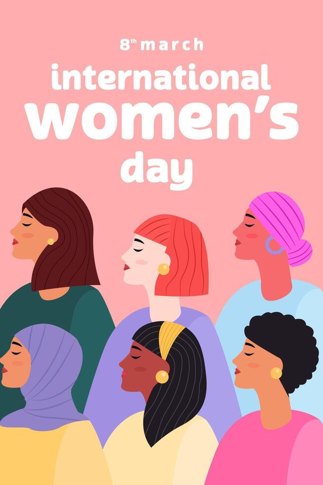 international women's day vertical banner illustration in flat style vector