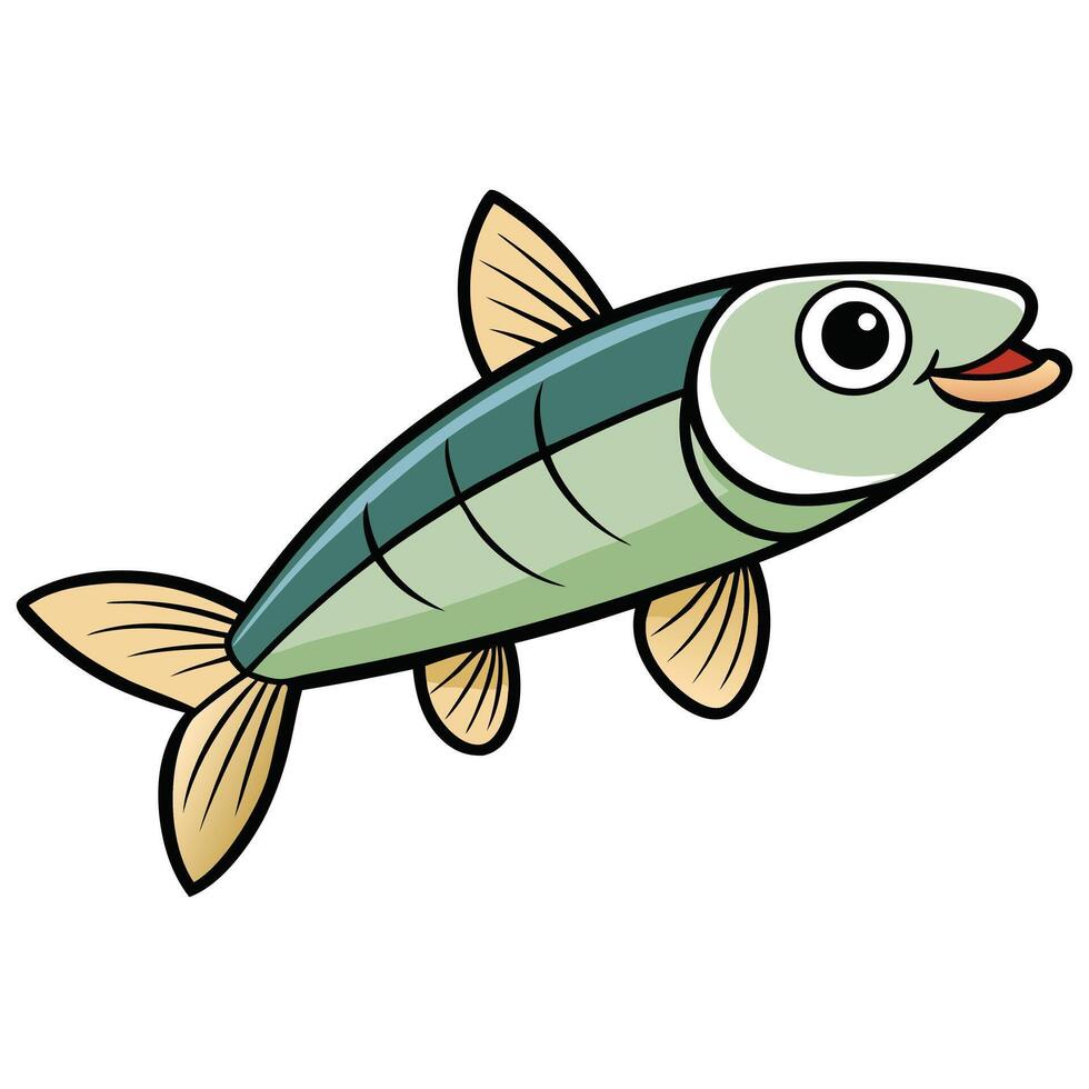 Minnow Line Drawing for Freshwater Fish Projects vector