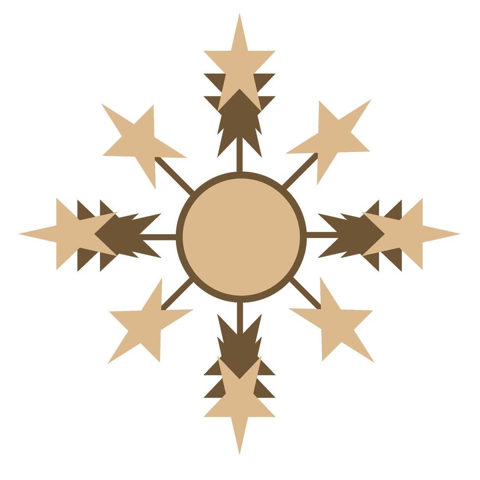 elements of abstract circular pattern formed by a combination of stars, in golden brown and beige, perfect for elegant and unique cosmic inspired designs vector