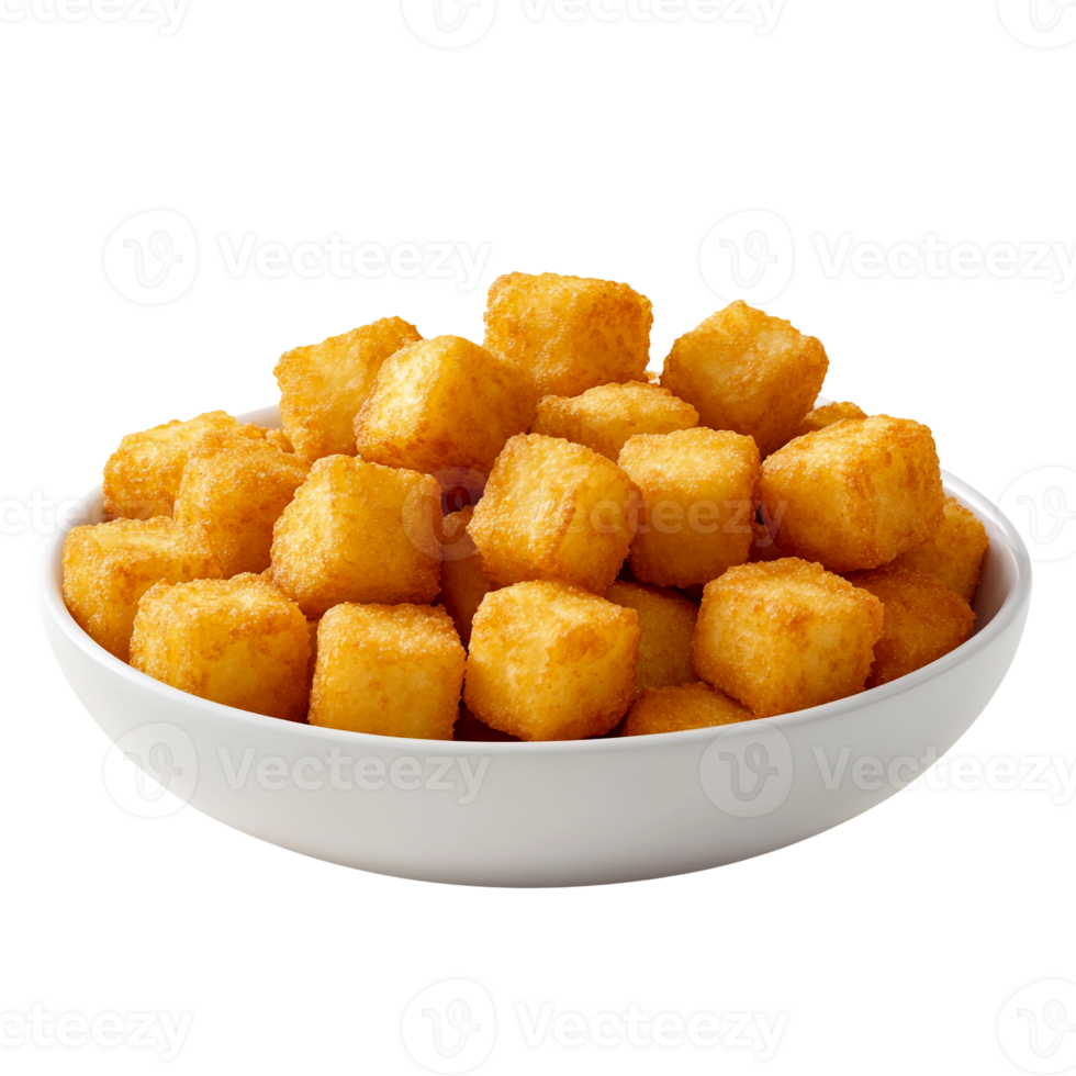 Bowl of Hot and Golden Baked Tater Tots png