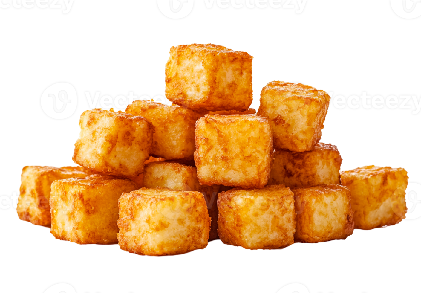 Freshly Cooked Tater Tots in Large Piles png