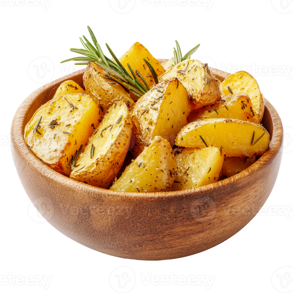 Crispy Baked Potatoes with Rosemary in Rustic Bowl png