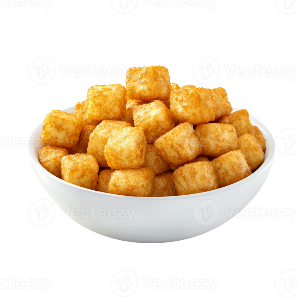 Bowl of Crunchy Fried Square Tater Tots png