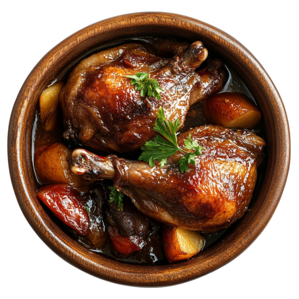Chicken with Potatoes and Herbs in a Bowl png