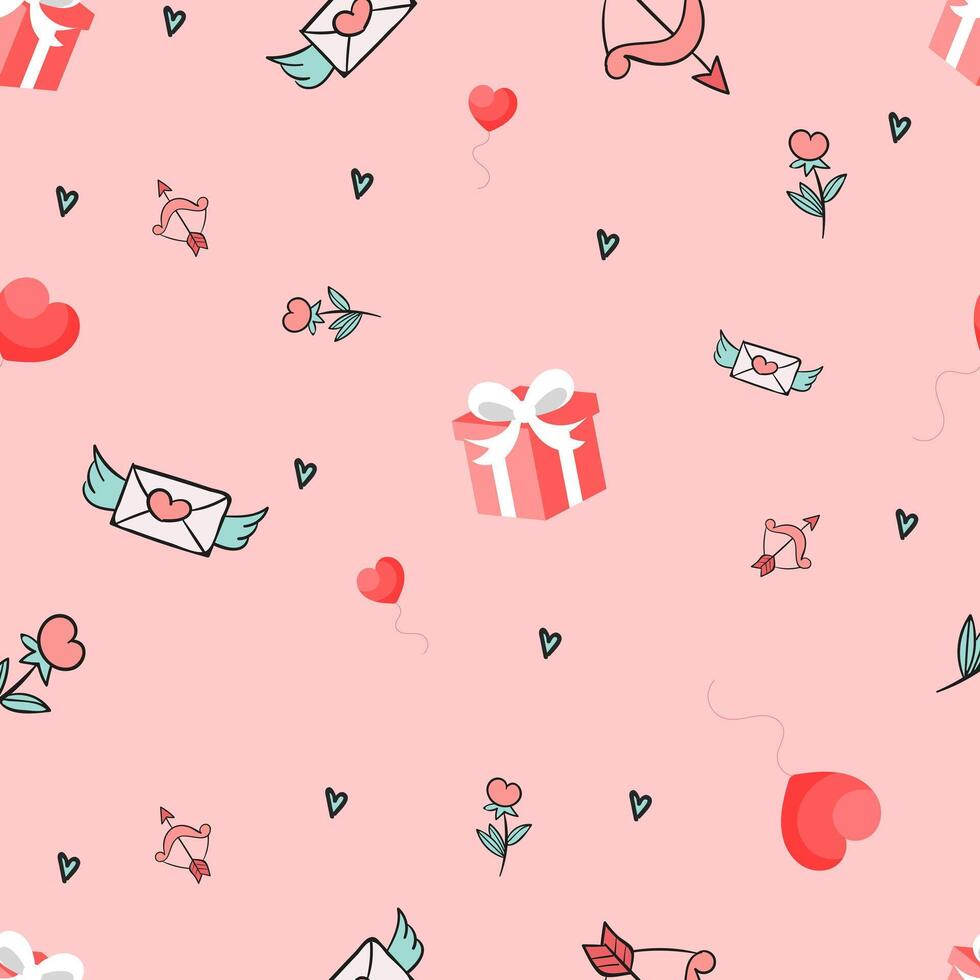 Cute valentines Day heart pattern with gift boxes vector