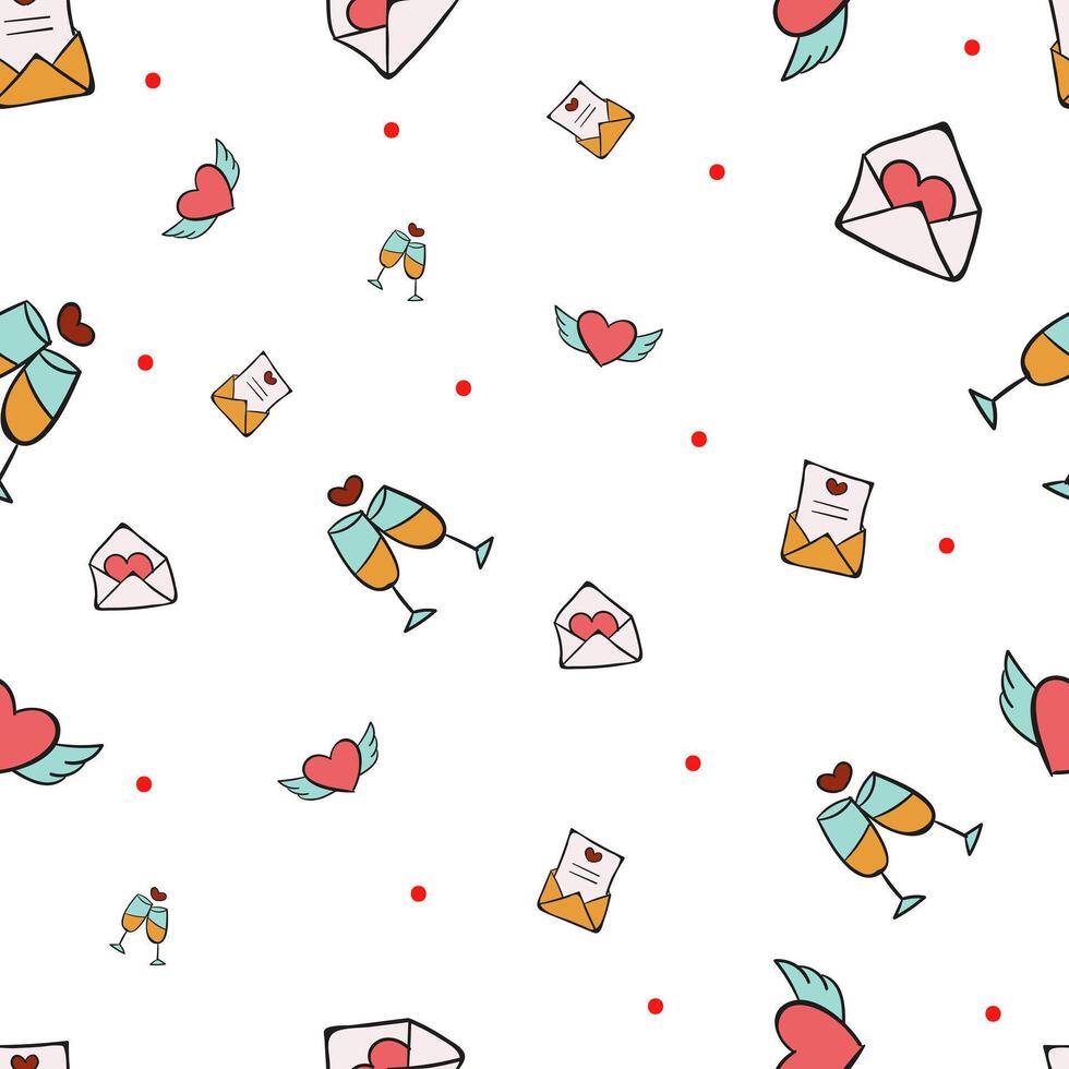 Simple Valentine's Day pattern pack with letters vector
