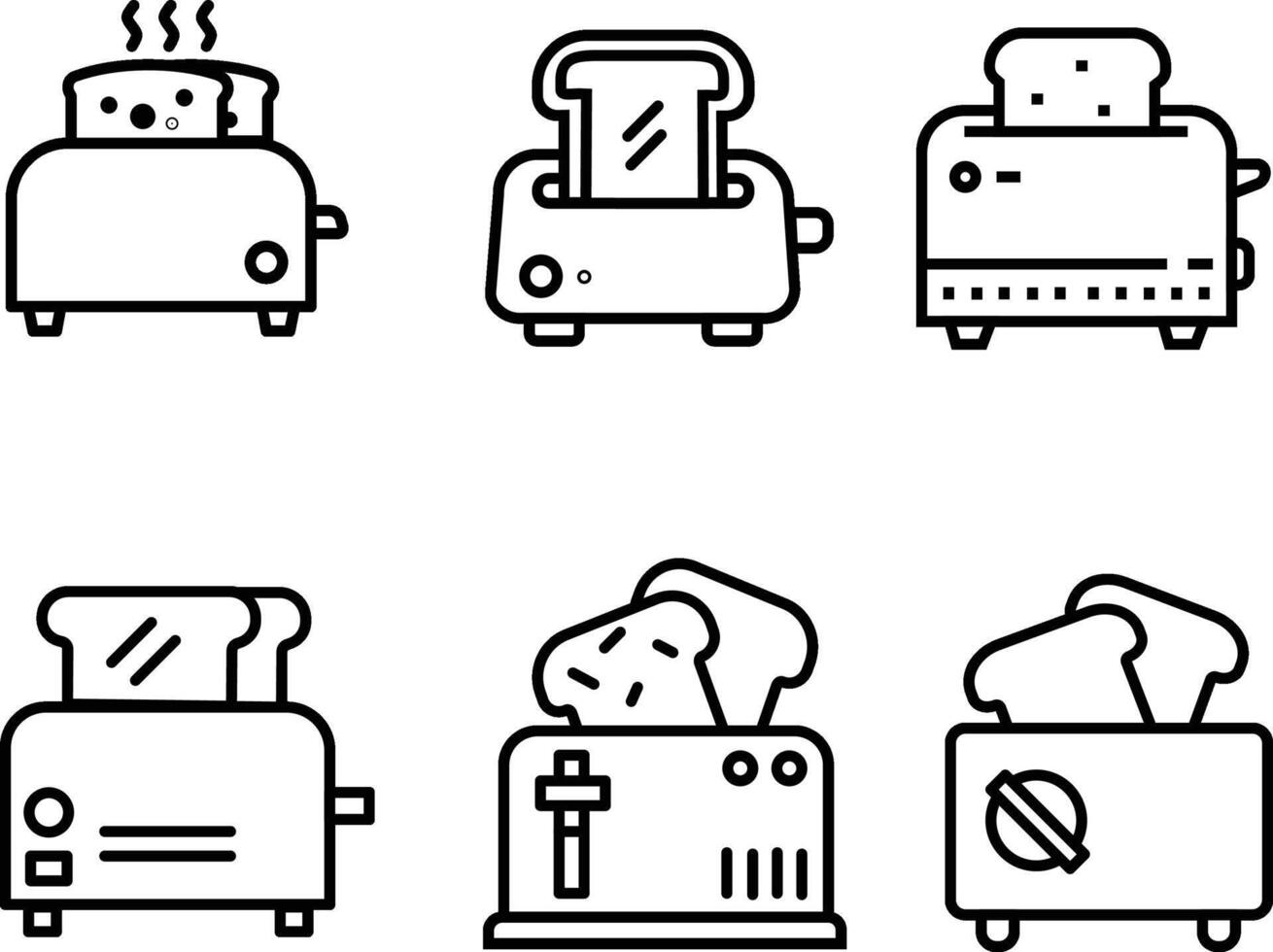 Toaster kitchen collection icon, black outline for kitchen room vector