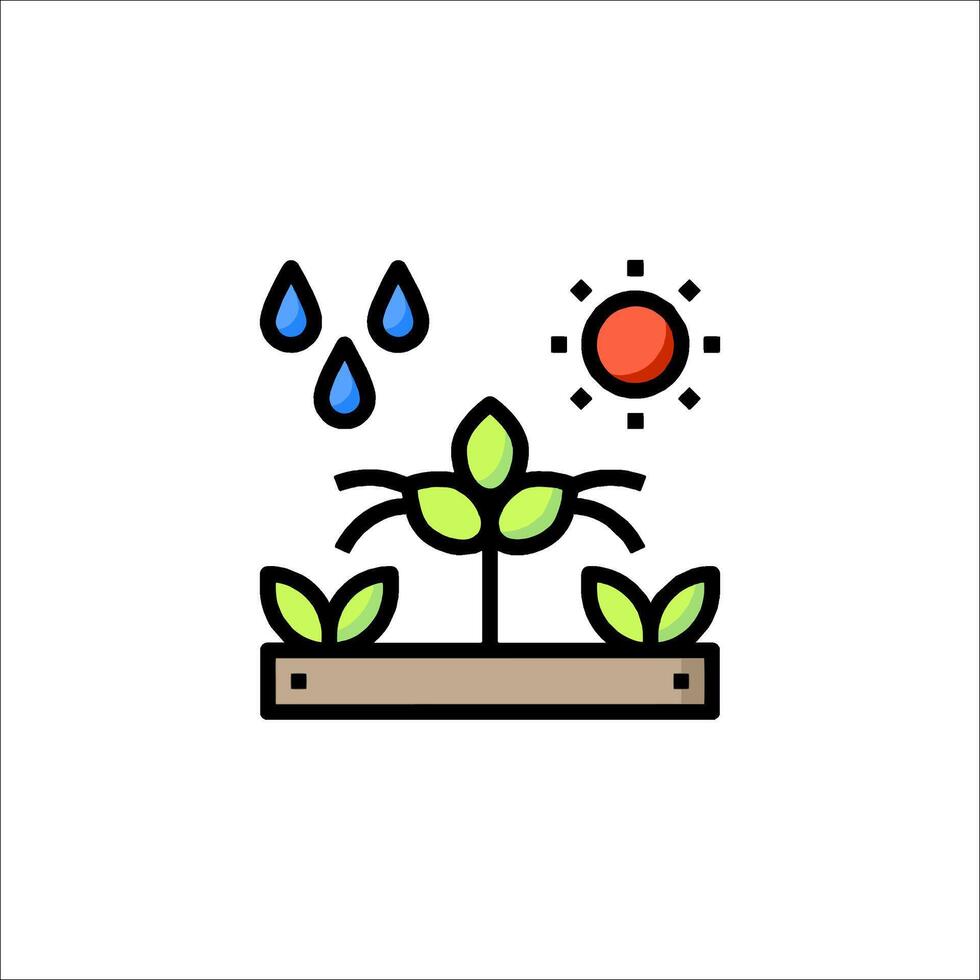 A plant and sun with water drops on it vector