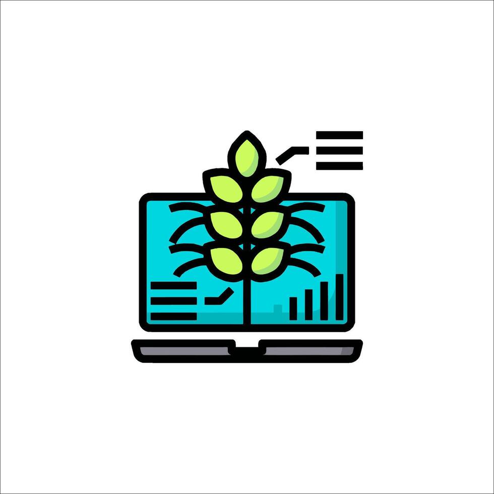 A laptop with a plant on it and a graph vector