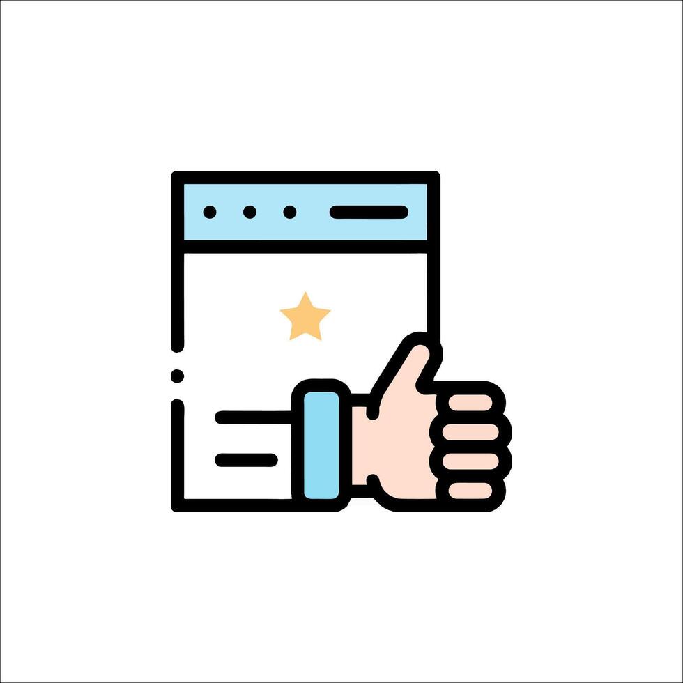 A hand holding a star icon on a white background vector